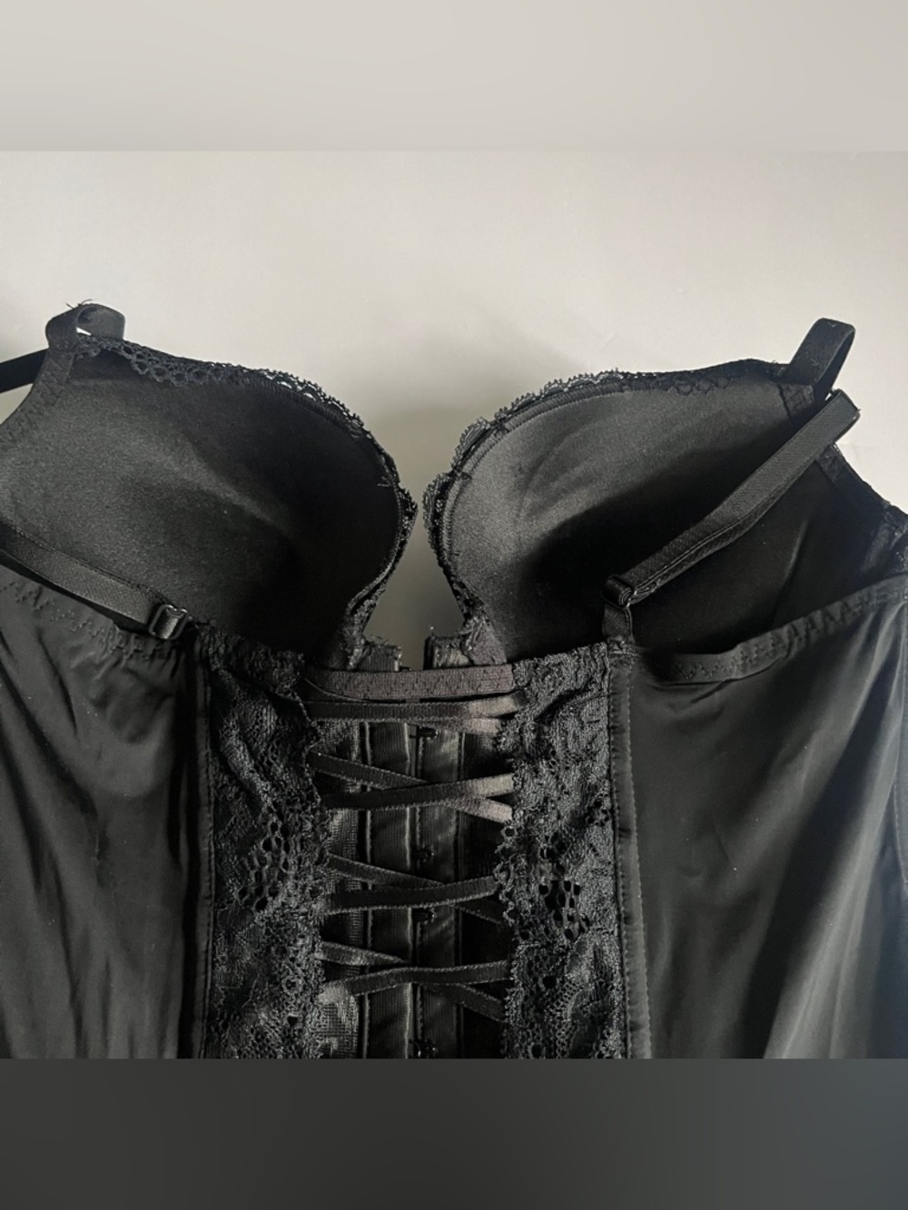 La SENZA Black Strappy Teddy / Blue Chemise / Black Lace Corset Size Medium Lot - Picture 15 of 16
